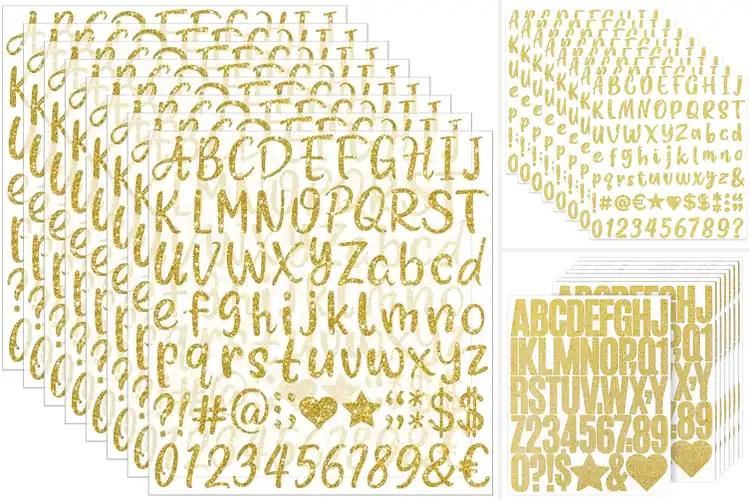 Detailed view of 10 Best Glitter Gold Letter Stickers for Ultimate Sparkle