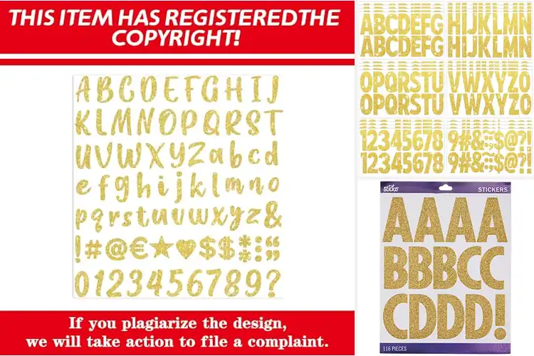 Detailed view of 10 Best Gold Glitter Alphabet Stickers for Shiny Notebook Fun