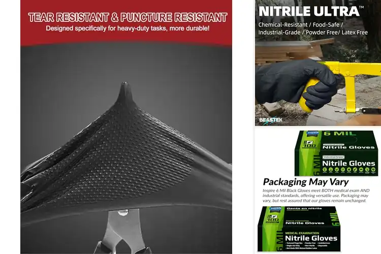 Detailed view of 10 Best Heavy Duty Nitrile Gloves: Stay Dry and Grip Firm
