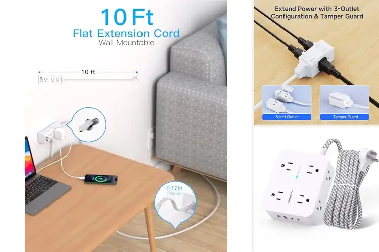 Detailed view of 10 Best Indoor Extension Cords for More Outlets