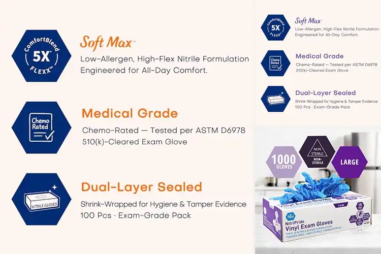 Detailed view of 10 Best Medical Gloves: Strong, Long-Lasting Nitrile
