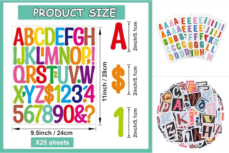 Detailed view of 10 Best Multicolor Letter Stickers for DIY Decor: Fun DIY